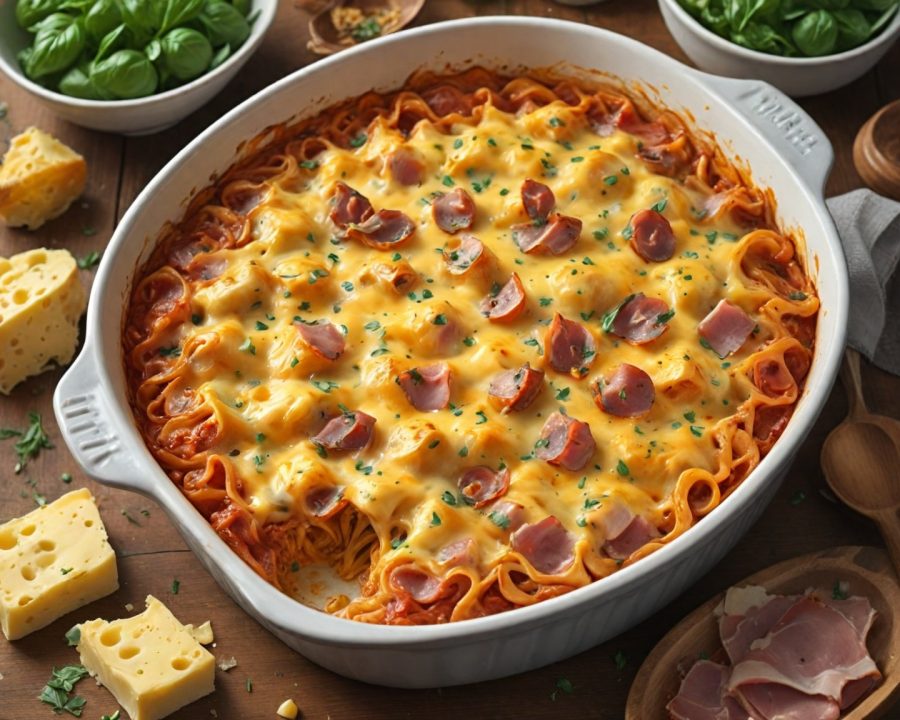 Receita Fácil de Macarronada ao Forno com Presunto e Queijo